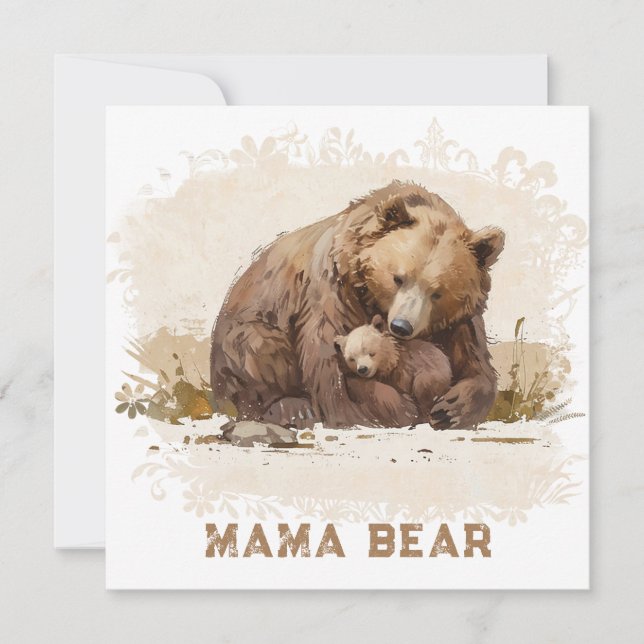 *~* Photo AP72 MAMAN OURS Ourson Carte de fête des (Devant)