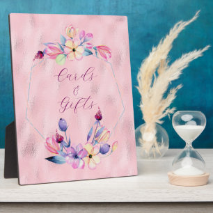 Photo Aquarelle Fleurs Rose violet encadré Plaque