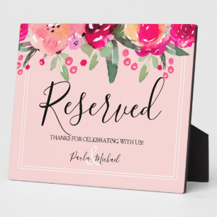 Photo Aquarelle Floral rose signe réservé Plaque