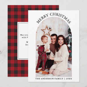 Photo Arch Joyeux Noël Rouge Plaid Carte de vacanc