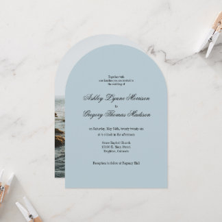 Photo Arch Shaped teal Wedding Invitation Einladung