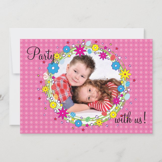Photo avant et centre Anniversaire Fête Invitation (Devant)