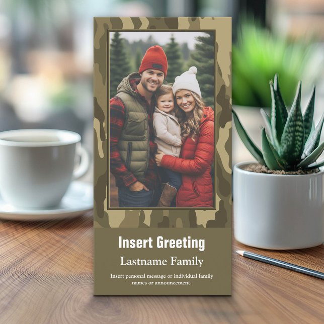 Photo avec Camouflage Imprimer Carte de vacances m (Custom Holiday Photo card - Can be used for any event)
