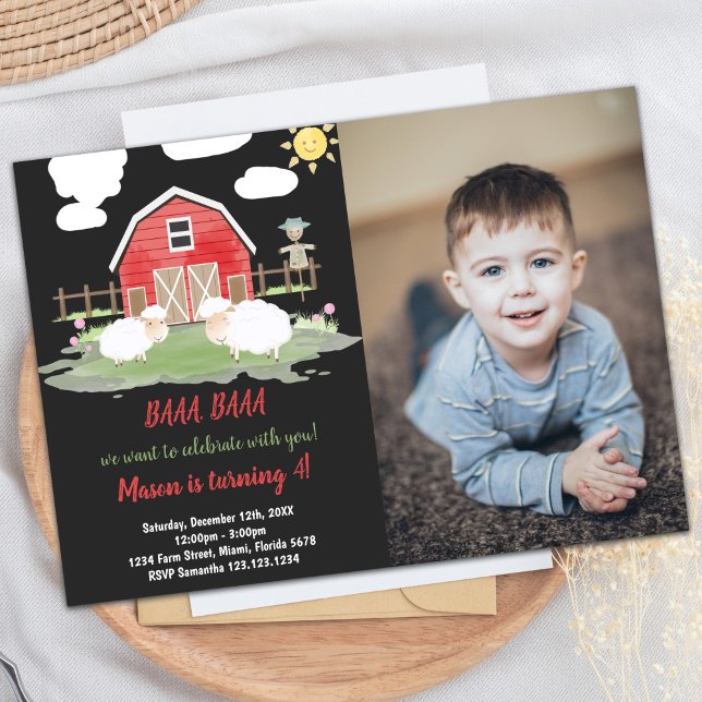 Photo Baa Baa Red House Farm Invitations Anniversa (Photo Baa Baa Red House Farm Birthday Invitations)