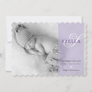 PHOTO BABY FAIRE-PART superposition initiale viole