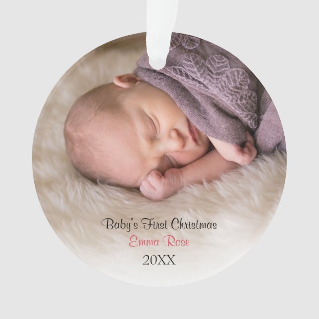 Photo Baby Girl Pink Babys Premier Noël (devant)