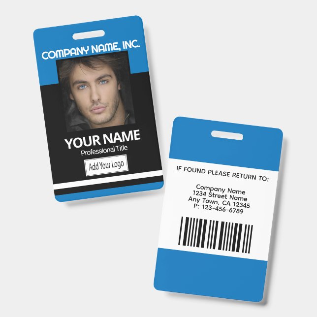 Photo Badge - Black and Blue Ausweis (Vorder- & Rückseite)