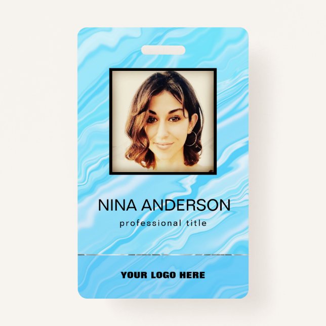 Photo Badge d'entreprise Arrière - plan bleu (Devant)