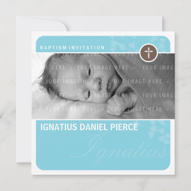 PHOTO BAPTISM INVITATION :: point cardiaque 7SQ (Devant)