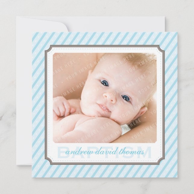 PHOTO BAPTISM INVITATIONS :: candystripes 2SQ (Devant)