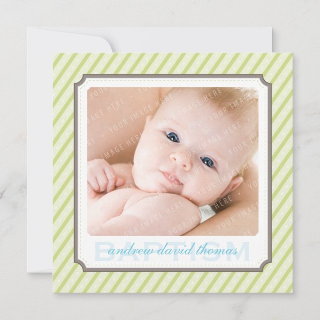 PHOTO BAPTISM INVITATIONS :: candystripes 4SQ (Devant)