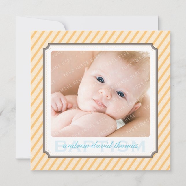 PHOTO BAPTISM INVITATIONS :: candystripes 6SQ (Devant)