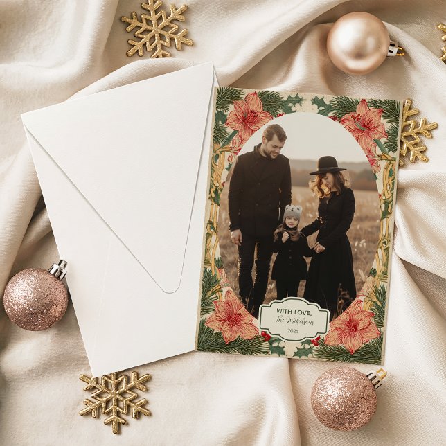 Photo Baroque Holly Christmas Feiertagskarte (Von Creator hochgeladen)