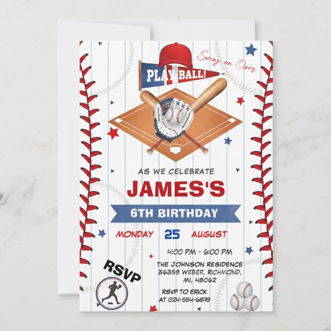 Photo Baseball Birthday Invitation (Devant)