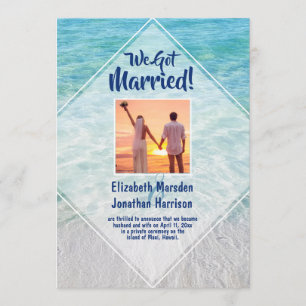 Photo Beach Just Married Faire-part Réception