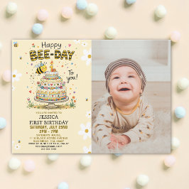 Photo Bee-Day 1st Birthday Invitation – Cute Bee Einladung