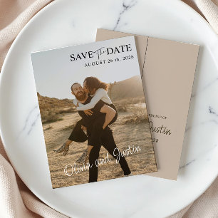 Photo Beige Enregistrer la date Invitation