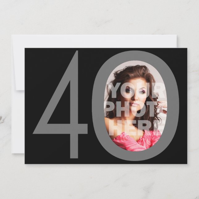 Photo Big 40 Invitations de fête d'anniversaire no (Devant)