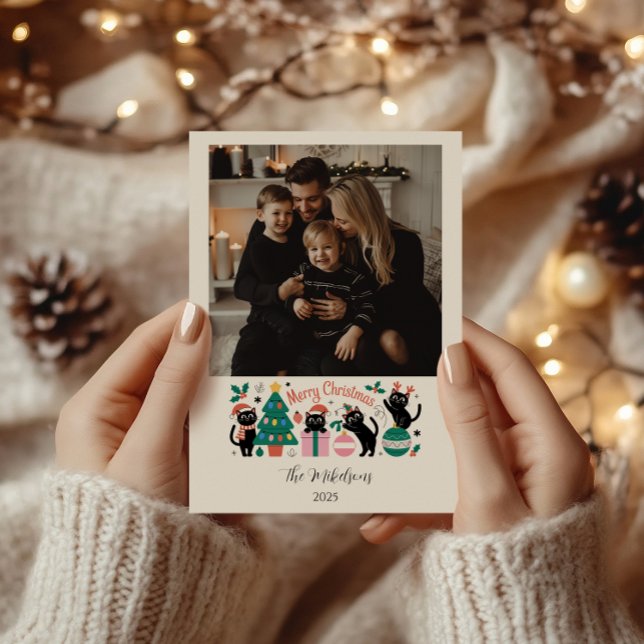 Photo Black Cat Christmas Feiertagskarte (Von Creator hochgeladen)