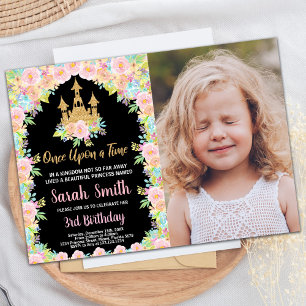 Photo Black Golden Princess Invitations Anniversai