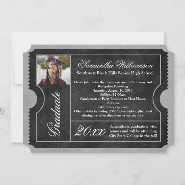 Photo Black Graduation Billet Invitations (Devant)