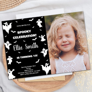 Photo Black White Halloween Invitations Anniversai