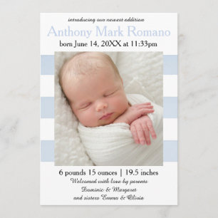 Photo Bleu/Blancs - Faire-part de naissance