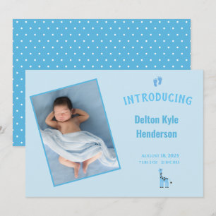 Photo bleu Nouveau-né bébé Faire-part garçon