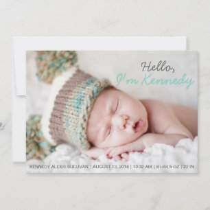 Photo Bleue manuscrite Faire-part de naissance béb