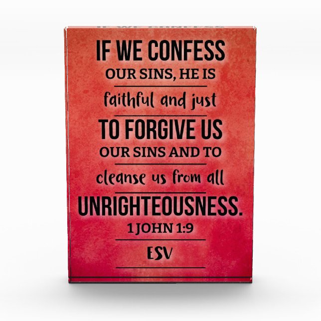 Photo Bloc de verset biblique en acrylique - 1 Jean 1:9  (Devant)