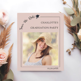 Photo Blush Pink Graduation Save the Date card