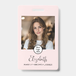 Photo Blush Pink Script Your Logo Here Makeup ID Ausweis