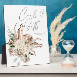 Photo Boho Beige Floral Cartes Cadeaux Plaque