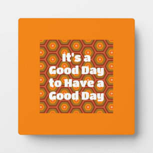 Photo Bonne journée Orange Hexagon Motif Boho Plaque