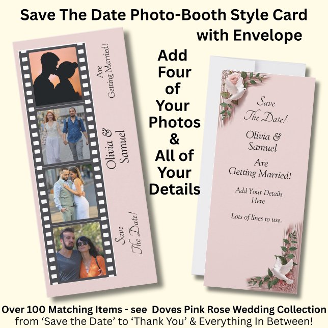 Photo Booth Style Save The Date Flat Card (Von Creator hochgeladen)
