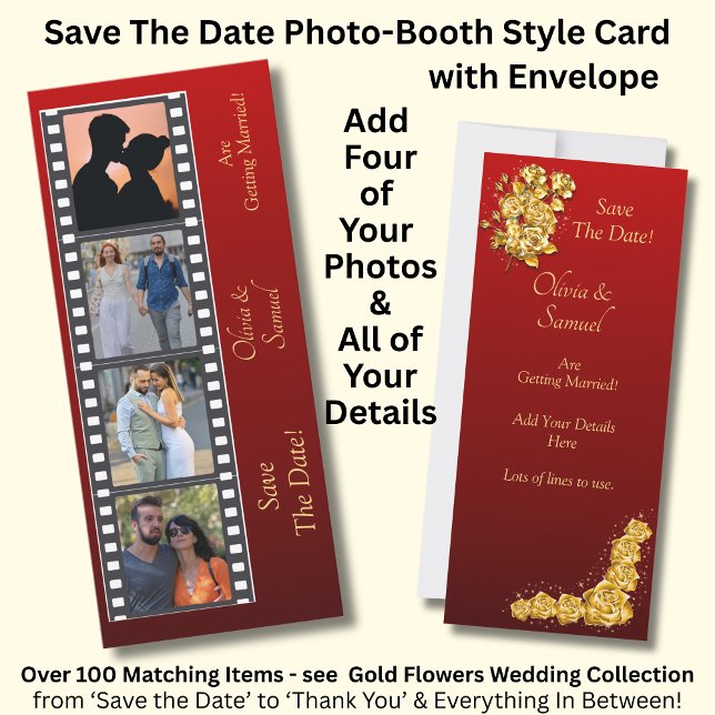 Photo Booth Style Save The Date Flat Card (Von Creator hochgeladen)