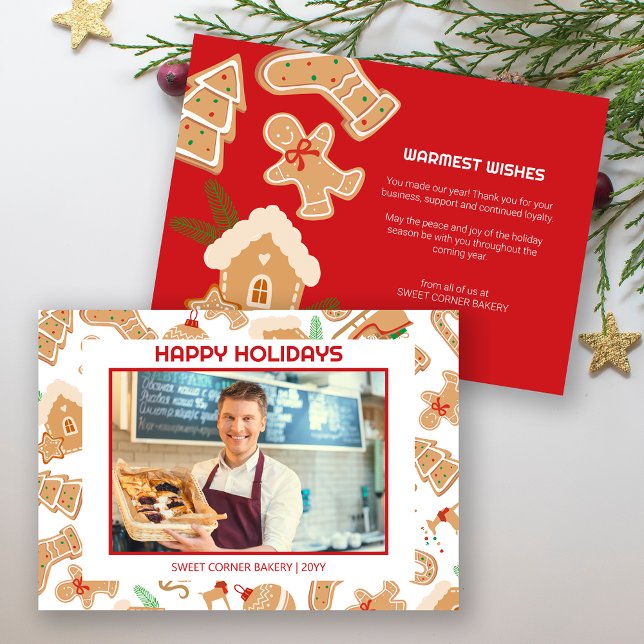 Photo Boulangerie Merci de pain d'épices Carte de  (Photo Bakery Gingerbread Thank You Holiday Card)