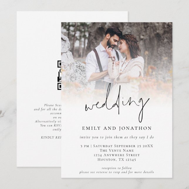 Photo branchée QR - Invitation à un mariage de scr (Devant / Derrière)