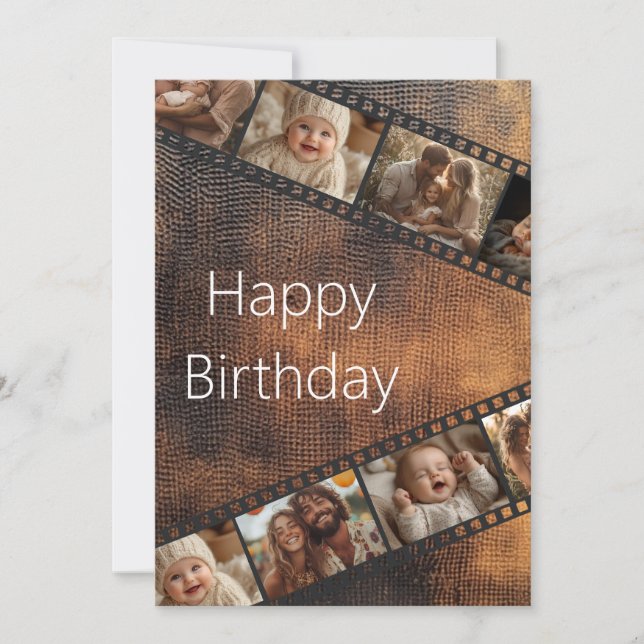 Photo Brown Texture Film Strip Carte d'anniversair (Devant)