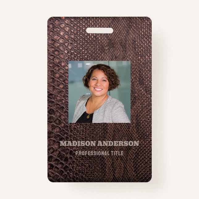 Photo Business Brown Snakeskin ID Badge (Devant)