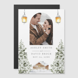 Photo Cabine d'hiver Enregistrer la date Magnet