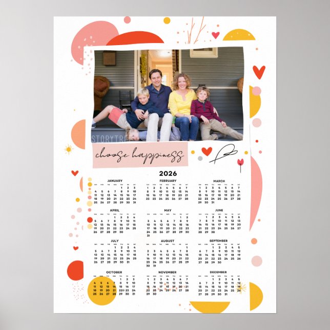 Photo Calendar 2026 Choose Happiness Poster 18x24 (Vorne)
