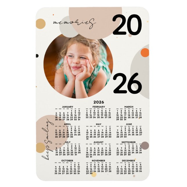 Photo Calendar 2026 Keep Smiling Flexible Magnet (Vertikal)