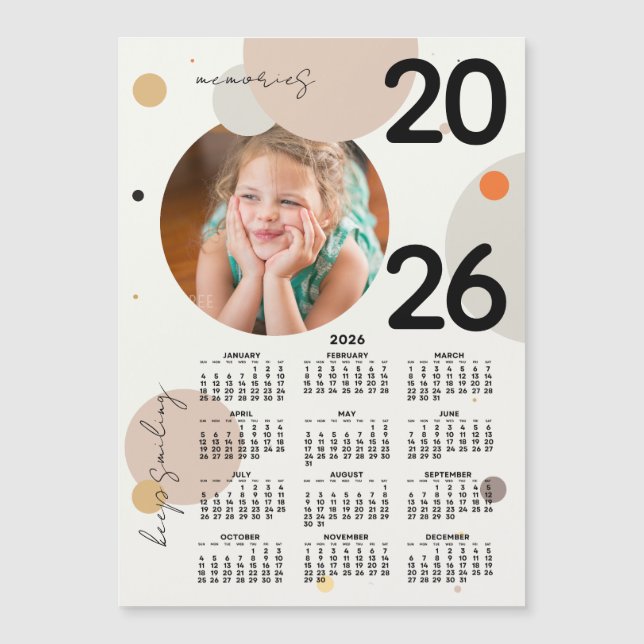 Photo Calendar 2026 Keep Smiling Magnet (Devant)