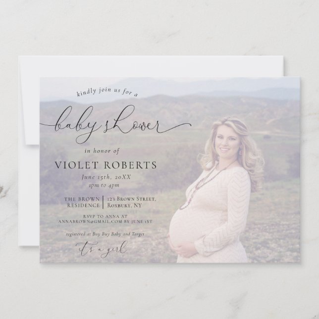 Photo Calligraphie Invitation Baby shower fille (Devant)