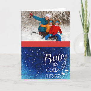 Photo Carte de Noël avec bébé Il fait froid dehors