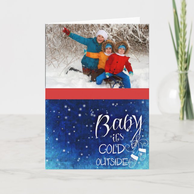 Photo Carte de Noël avec bébé Il fait froid dehors (Devant)
