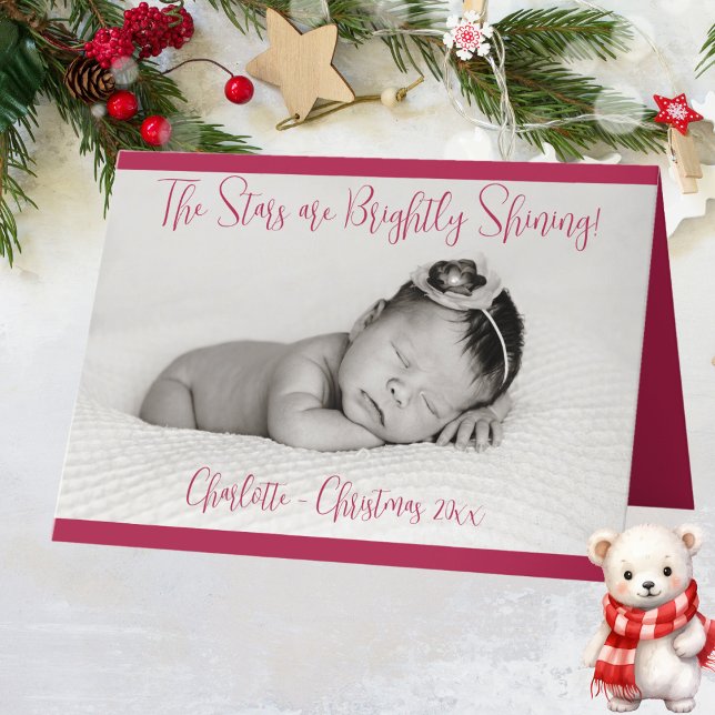 Photo Carte de Noël avec Nom du bébé Rouge (Photo Christmas Card with Baby Name Red)