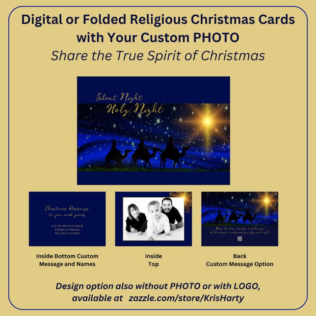 PHOTO Carte de Noël religieuse Bénédiction Élégant (Share the true Spirit of Christmas with loved ones and share your family photo in stunning style.)