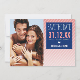 PHOTO CARTE DE SAVE THE DATE ombré rayure en biais